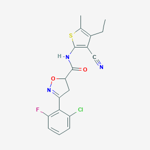 3-(2-chloro-6-fluorophenyl)-N-(3-cyano-4-ethyl-5-methylthiophen-2-yl)-4,5-dihydro-1,2-oxazole-5-carboxamide