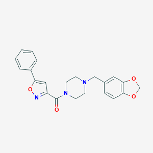 molecular formula C22H21N3O4 B318131 1-(1,3-Benzodioxol-5-ylmethyl)-4-[(5-phenyl-3-isoxazolyl)carbonyl]piperazine 