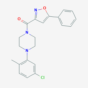 molecular formula C21H20ClN3O2 B318134 1-(5-Chloro-2-methylphenyl)-4-[(5-phenyl-3-isoxazolyl)carbonyl]piperazine 