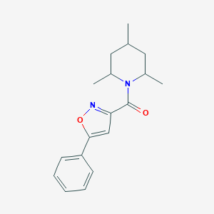 molecular formula C18H22N2O2 B318138 2,4,6-Trimethyl-1-[(5-phenyl-3-isoxazolyl)carbonyl]piperidine 