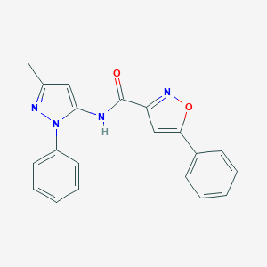 molecular formula C20H16N4O2 B318156 N-(3-methyl-1-phenyl-1H-pyrazol-5-yl)-5-phenyl-3-isoxazolecarboxamide 