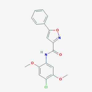 molecular formula C18H15ClN2O4 B318161 N-(4-chloro-2,5-dimethoxyphenyl)-5-phenyl-1,2-oxazole-3-carboxamide 