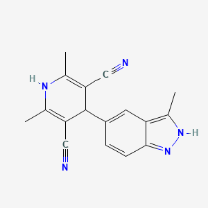 molecular formula C17H15N5 B3181674 2,6-Dimethyl-4-(3-methyl-1H-indazol-5-yl)-1,4-dihydropyridine-3,5-dicarbonitrile CAS No. 1033767-86-0