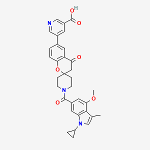 molecular formula C33H31N3O6 B3181679 5-[1'-(1-Cyclopropyl-4-methoxy-3-methylindole-6-carbonyl)-4-oxospiro[3H-chromene-2,4'-piperidine]-6-yl]pyridine-3-carboxylic acid CAS No. 1039758-22-9