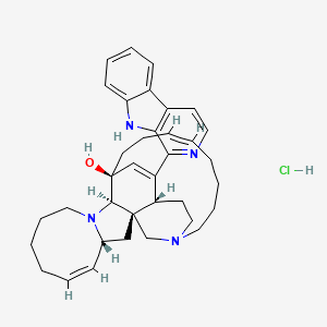 molecular formula C36H45ClN4O B3181682 3H-2,7-[3]Octeno-1H-azocino[1',2':1,5]pyrrolo[2,3-i]isoquinolin-7(7aH)-ol, 4,4a,9,10,11,12,14a,15-octahydro-5-(9H-pyrido[3,4-b]indol-1-yl)-, hydrochloride (1:1), (2S,4aR,7S,7aR,14aR,15aR)- CAS No. 104264-80-4