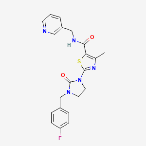 molecular formula C21H20FN5O2S B3181703 2-(3-(4-fluorobenzyl)-2-oxoimidazolidin-1-yl)-4-methyl-N-(pyridin-3-ylmethyl)thiazole-5-carboxamide CAS No. 1072803-08-7