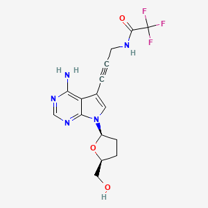 molecular formula C16H16F3N5O3 B3181729 Acetamide, N-[3-[4-amino-7-[(2R,5S)-tetrahydro-5-(hydroxymethyl)-2-furanyl]-7H-pyrrolo[2,3-d]pyrimidin-5-yl]-2-propyn-1-yl]-2,2,2-trifluoro- CAS No. 114748-71-9