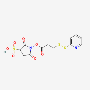 molecular formula C12H12N2O7S3 B3181762 2,5-Dioxo-1-(3-(pyridin-2-yldisulfanyl)propanoyloxy)pyrrolidine-3-sulfonic acid CAS No. 121115-30-8