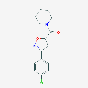 molecular formula C15H17ClN2O2 B318182 1-{[3-(4-Chlorophenyl)-4,5-dihydro-5-isoxazolyl]carbonyl}piperidine 