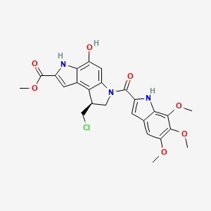 molecular formula C25H24ClN3O7 B3181907 (S)-Methyl 8-(chloromethyl)-4-hydroxy-6-(5,6,7-trimethoxy-1H-indole-2-carbonyl)-3,6,7,8-tetrahydropyrrolo[3,2-e]indole-2-carboxylate CAS No. 152785-82-5