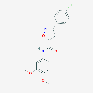 molecular formula C18H17ClN2O4 B318193 3-(4-chlorophenyl)-N-(3,4-dimethoxyphenyl)-4,5-dihydro-1,2-oxazole-5-carboxamide 