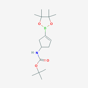 molecular formula C16H28BNO4 B3181952 Tert-butyl (3-(4,4,5,5-tetramethyl-1,3,2-dioxaborolan-2-yl)cyclopent-3-en-1-yl)carbamate CAS No. 1643574-07-5