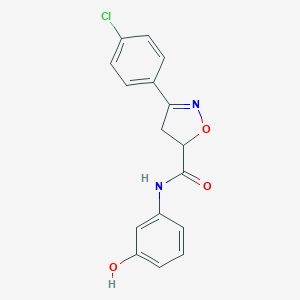 molecular formula C16H13ClN2O3 B318196 3-(4-Chloro-phenyl)-4,5-dihydro-isoxazole-5-carboxylic acid (3-hydroxy-phenyl)-amide 