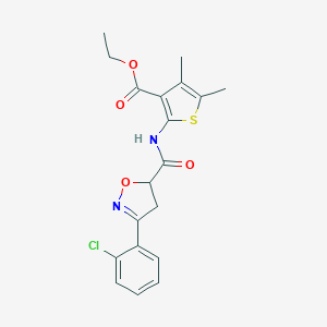 Ethyl 2-({[3-(2-chlorophenyl)-4,5-dihydro-5-isoxazolyl]carbonyl}amino)-4,5-dimethyl-3-thiophenecarboxylate