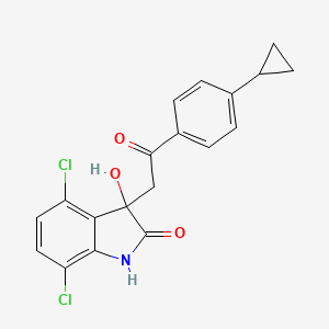 molecular formula C19H15Cl2NO3 B3182028 4,7-Dichloro-3-(2-(4-cyclopropylphenyl)-2-oxoethyl)-3-hydroxyindolin-2-one CAS No. 1903783-78-7