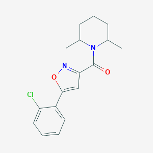 molecular formula C17H19ClN2O2 B318207 1-{[5-(2-Chlorophenyl)-3-isoxazolyl]carbonyl}-2,6-dimethylpiperidine 