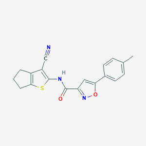 molecular formula C19H15N3O2S B318219 N-(3-cyano-5,6-dihydro-4H-cyclopenta[b]thiophen-2-yl)-5-(4-methylphenyl)-1,2-oxazole-3-carboxamide 