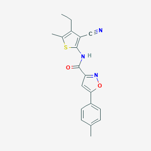 molecular formula C19H17N3O2S B318220 N-(3-cyano-4-ethyl-5-methylthiophen-2-yl)-5-(4-methylphenyl)-1,2-oxazole-3-carboxamide 