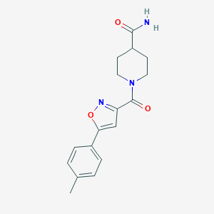 molecular formula C17H19N3O3 B318222 1-{[5-(4-methylphenyl)-3-isoxazolyl]carbonyl}-4-piperidinecarboxamide 