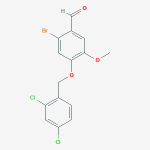 molecular formula C15H11BrCl2O3 B3182259 2-Bromo-4-[(2,4-dichlorobenzyl)oxy]-5-methoxybenzaldehyde CAS No. 340216-56-0