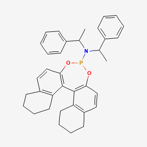 molecular formula C36H38NO2P B3182327 N,N-bis((S)-1-phenylethyl)-8,9,10,11,12,13,14,15-octahydrodinaphtho[2,1-d:1',2'-f][1,3,2]dioxaphosphepin-4-amine CAS No. 479413-76-8