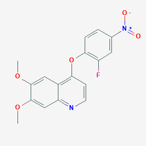 molecular formula C17H13FN2O5 B3182368 4-(2-Fluoro-4-nitrophenoxy)-6,7-dimethoxyquinoline CAS No. 516526-44-6