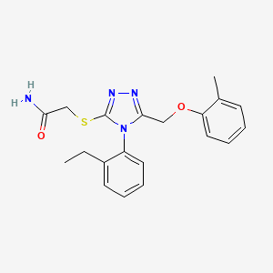 molecular formula C20H22N4O2S B3182388 2-[[4-(2-Ethylphenyl)-5-[(2-methylphenoxy)methyl]-1,2,4-triazol-3-yl]sulfanyl]acetamide CAS No. 570390-00-0
