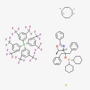 molecular formula C77H70BF24IrNO2P- B3182397 ((4S,5S)-(-)-O-[1-Benzyl-1-(5-methyl-2-phenyl-4,5-dihydrooxazol-4-yl)-2-phenylethyl]-dicyclohexylphosphinite)(1,5-COD)iridium(I) tetrakis(3,5-bis(trifluoromethyl)phenylborate CAS No. 583844-38-6