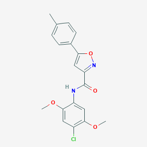 molecular formula C19H17ClN2O4 B318249 N-(4-chloro-2,5-dimethoxyphenyl)-5-(4-methylphenyl)-1,2-oxazole-3-carboxamide 