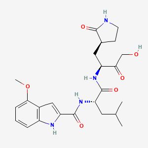 molecular formula C24H32N4O6 B3182513 N-[(2S)-1-({(2S)-4-羟基-3-氧代-1-[(3S)-2-氧代吡咯烷-3-基]丁烷-2-基}氨基)-4-甲基-1-氧代戊烷-2-基]-4-甲氧基-1H-吲哚-2-甲酰胺 CAS No. 870153-29-0