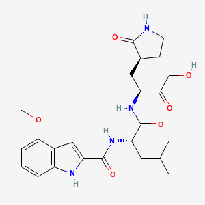 N-[(2S)-1-[[(2S)-4-hydroxy-3-oxo-1-[(3S)-2-oxopyrrolidin-3-yl]butan-2-yl]amino]-4-methyl-1-oxopentan-2-yl]-4-methoxy-1H-indole-2-carboxamide