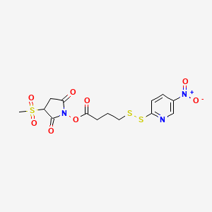 molecular formula C14H15N3O8S3 B3182537 3-(Methylsulfonyl)-2,5-dioxopyrrolidin-1-yl 4-((5-nitropyridin-2-yl)disulfanyl)butanoate CAS No. 890409-86-6