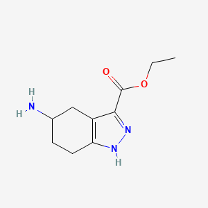 molecular formula C10H15N3O2 B3182546 ethyl 5-amino-4,5,6,7-tetrahydro-1H-indazole-3-carboxylate CAS No. 893638-27-2