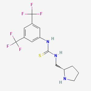 molecular formula C14H15F6N3S B3182560 (S)-1-(3,5-Bis(trifluoromethyl)phenyl)-3-(pyrrolidin-2-ylmethyl)thiourea CAS No. 904928-30-9