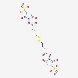 molecular formula C16H20N2O14S4 B3182628 1-{[4-({4-[(2,5-二氧代-3-磺基吡咯烷-1-基)氧基]-4-氧代丁基}二硫代)丁酰基]氧基}-2,5-二氧代吡咯烷-3-磺酸 CAS No. 98604-89-8