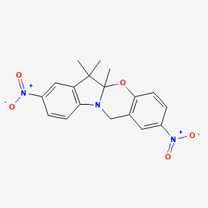molecular formula C18H17N3O5 B3182666 5a,6,6-Trimethyl-2,8-dinitro-5a,6-dihydro-12H-indolo[2,1-b][1,3]benzoxazine CAS No. 1023640-20-1