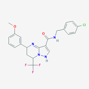 N-[(4-chlorophenyl)methyl]-5-(3-methoxyphenyl)-7-(trifluoromethyl)-1,5,6,7-tetrahydropyrazolo[1,5-a]pyrimidine-3-carboxamide