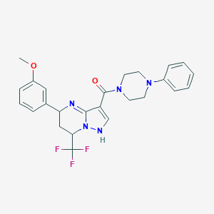 [5-(3-methoxyphenyl)-7-(trifluoromethyl)-1,5,6,7-tetrahydropyrazolo[1,5-a]pyrimidin-3-yl]-(4-phenylpiperazin-1-yl)methanone