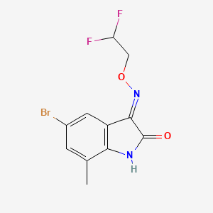 molecular formula C11H9BrF2N2O2 B3182724 5-Bromo-7-methyl-1H-indole-2,3-dione 3-[O-(2,2-difluoroethyl)-oxime] CAS No. 1193386-65-0