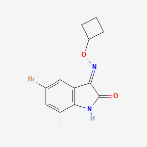 molecular formula C13H13BrN2O2 B3182726 5-Bromo-7-methyl-1H-indole-2,3-dione 3-(ocyclobutyl-oxime) CAS No. 1193386-66-1