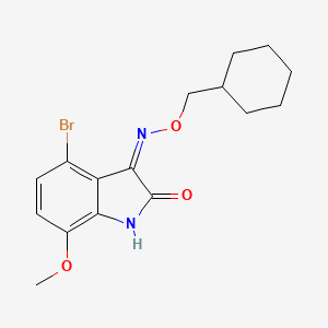 molecular formula C16H19BrN2O3 B3182734 4-Bromo-3-(cyclohexylmethoxyimino)-7-methoxyindolin-2-one CAS No. 1202859-57-1