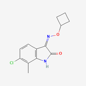 molecular formula C13H13ClN2O2 B3182738 6-Chloro-3-[(cyclobutyloxy)amino]-7-methyl-2H-indol-2-one CAS No. 1202859-90-2