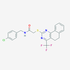 N-(4-chlorobenzyl)-2-{[4-(trifluoromethyl)-5,6-dihydrobenzo[h]quinazolin-2-yl]sulfanyl}acetamide