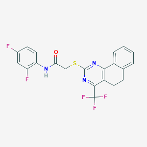 molecular formula C21H14F5N3OS B318278 N-(2,4-difluorophenyl)-2-{[4-(trifluoromethyl)-5,6-dihydrobenzo[h]quinazolin-2-yl]sulfanyl}acetamide 