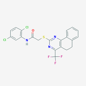 molecular formula C21H14Cl2F3N3OS B318279 N-(2,5-dichlorophenyl)-2-{[4-(trifluoromethyl)-5,6-dihydrobenzo[h]quinazolin-2-yl]sulfanyl}acetamide 