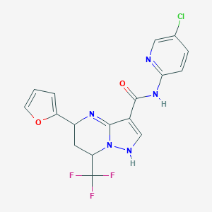 molecular formula C17H13ClF3N5O2 B318282 N-(5-chloropyridin-2-yl)-5-(furan-2-yl)-7-(trifluoromethyl)-1,5,6,7-tetrahydropyrazolo[1,5-a]pyrimidine-3-carboxamide 