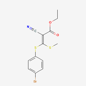 molecular formula C13H12BrNO2S2 B3182840 Ethyl 3-(4-bromophenylthio)-2-cyano-3-(methylthio)acrylate CAS No. 214330-98-0