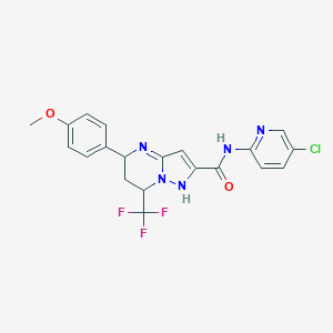 molecular formula C20H17ClF3N5O2 B318286 N-(5-chloropyridin-2-yl)-5-(4-methoxyphenyl)-7-(trifluoromethyl)-1,5,6,7-tetrahydropyrazolo[1,5-a]pyrimidine-2-carboxamide 