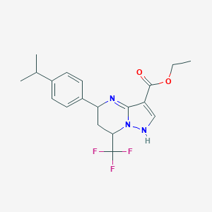 ethyl 5-(4-propan-2-ylphenyl)-7-(trifluoromethyl)-1,5,6,7-tetrahydropyrazolo[1,5-a]pyrimidine-3-carboxylate