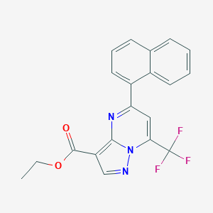 molecular formula C20H14F3N3O2 B318289 Ethyl 5-(1-naphthyl)-7-(trifluoromethyl)pyrazolo[1,5-a]pyrimidine-3-carboxylate 